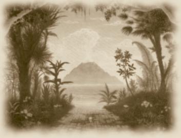 The jeweled path, with the smoking mountain beyond